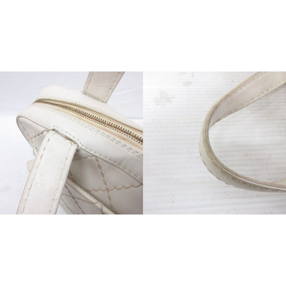 Chanel CC Logo Wild Stitch Tote Bag Quilted Gold Leather