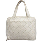 Chanel CC Logo Wild Stitch Tote Bag Quilted Gold Leather
