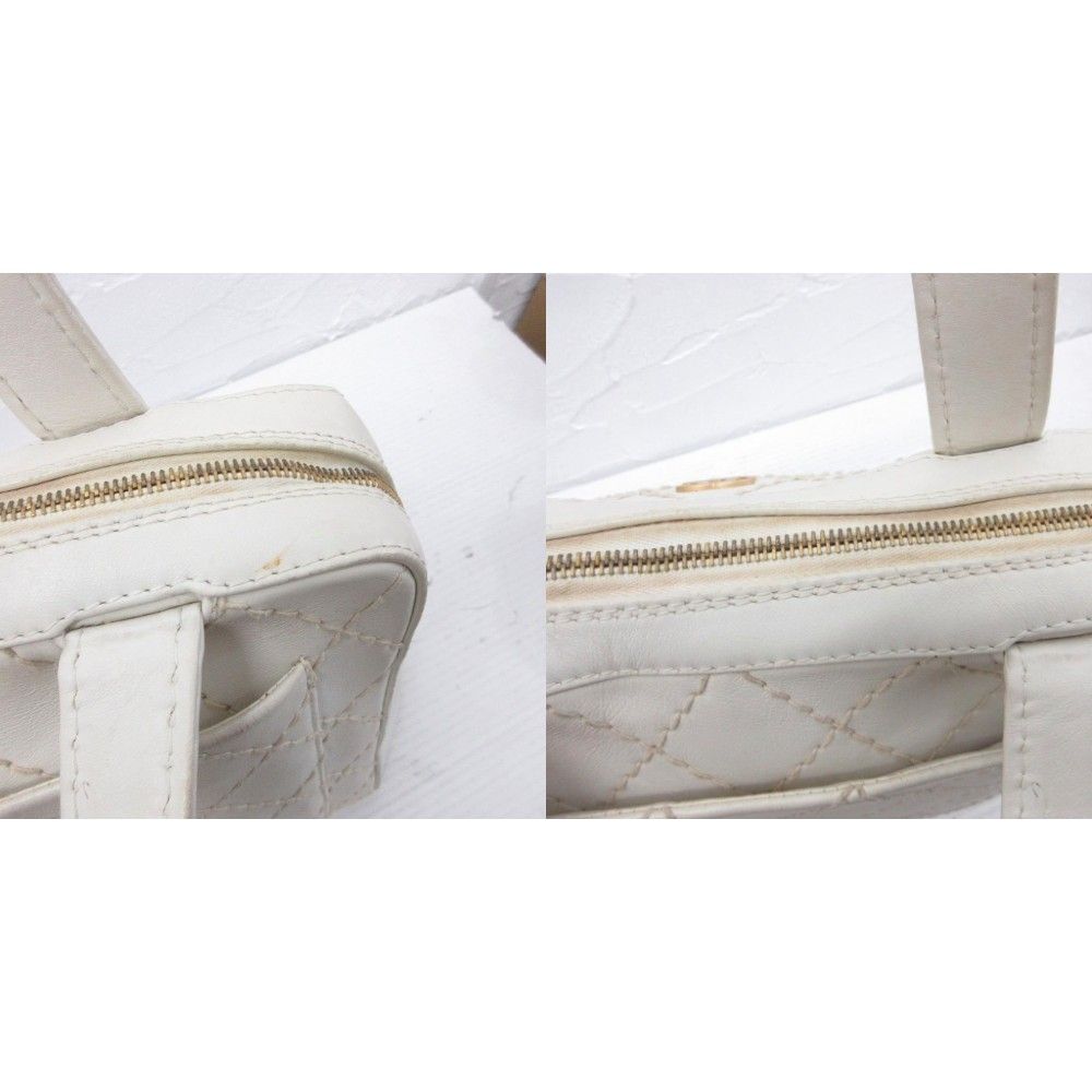 Chanel CC Logo Wild Stitch Tote Bag Quilted Gold Leather
