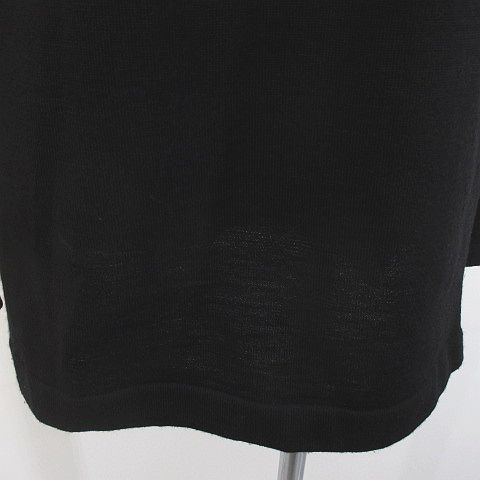Hermes Scarf Pattern Wool Knit Sweater 38 Black Silk Contrast Turtleneck Side — view 7