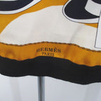Hermes Scarf Pattern Wool Knit Sweater 38 Black Silk Contrast Turtleneck Side — view 6