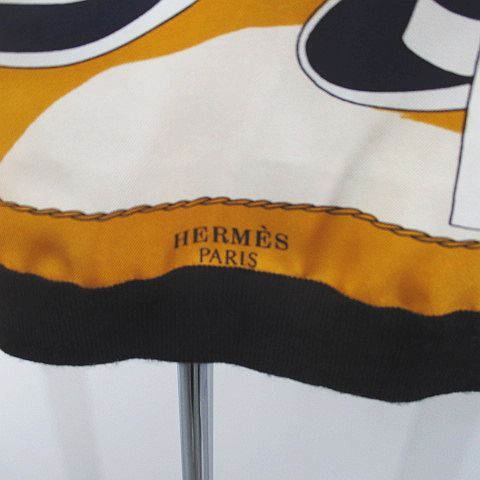 Hermes Scarf Pattern Wool Knit Sweater 38 Black Silk Contrast Turtleneck Side — view 6