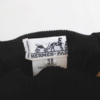 Hermes Scarf Pattern Wool Knit Sweater 38 Black Silk Contrast Turtleneck Side — view 3