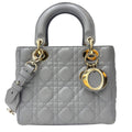 Dior Lady Dior Cannage Small Gray Gold Lamb 2-Way Myabc Shoulder Bag
