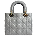 Dior Lady Dior Cannage Small Gray Gold Lamb 2-Way Myabc Shoulder Bag — view 4