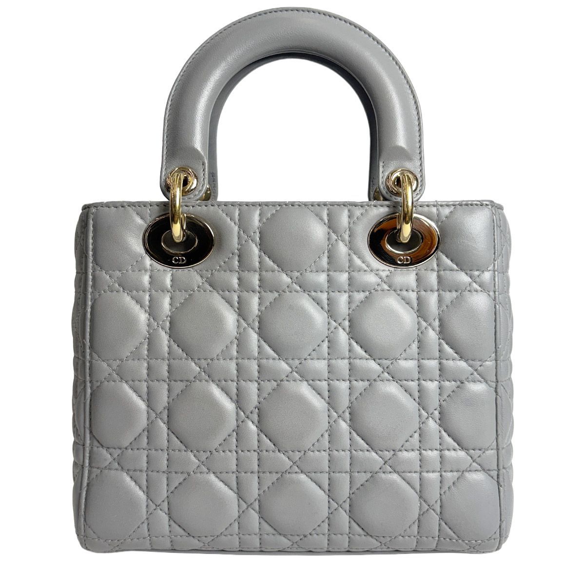 Dior Lady Dior Cannage Small Gray Gold Lamb 2-Way Myabc Shoulder Bag — view 4
