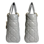 Dior Lady Dior Cannage Small Gray Gold Lamb 2-Way Myabc Shoulder Bag — view 5