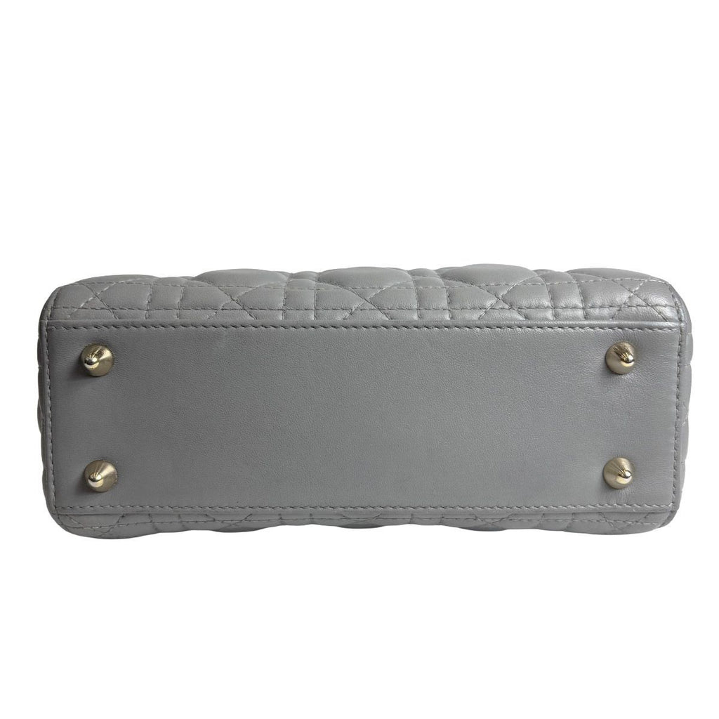 Dior Lady Dior Cannage Small Gray Gold Lamb 2-Way Myabc Shoulder Bag — view 6