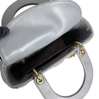 Dior Lady Dior Cannage Small Gray Gold Lamb 2-Way Myabc Shoulder Bag — view 8