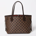 Louis Vuitton Neverfull PM Handbag Damier Ebene Canvas Brown Gold