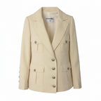 Chanel Vintage Safari Jacket 4 Pockets CC Logo Ivory