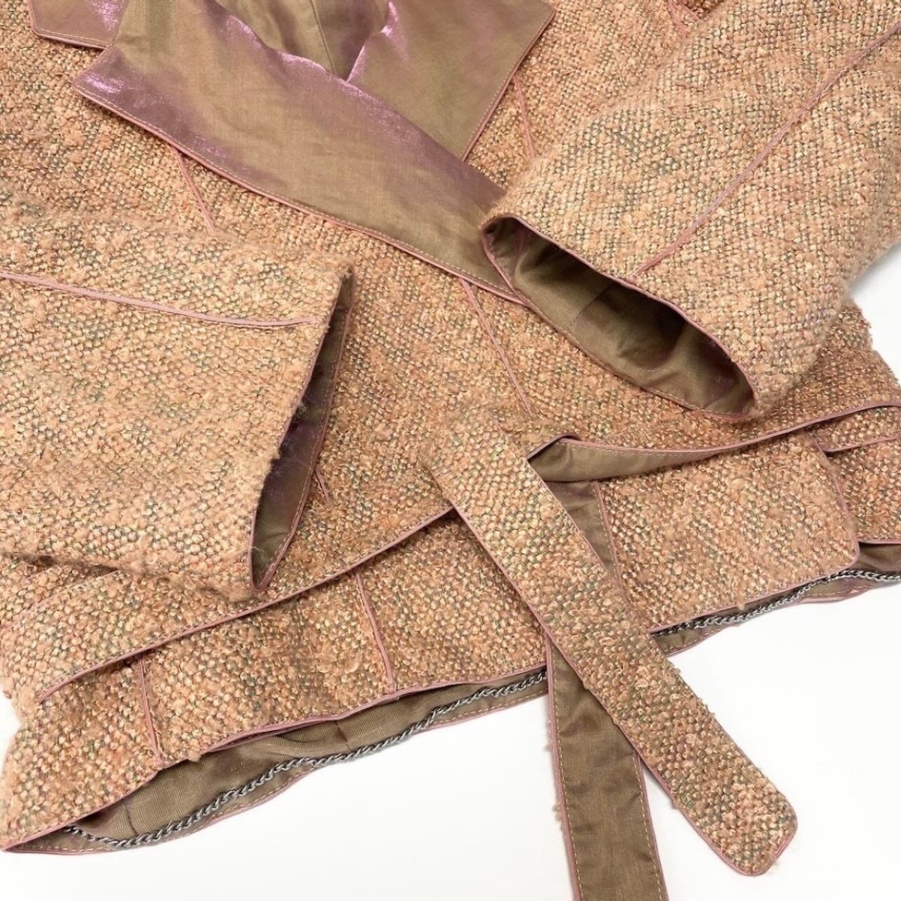 Chanel Vintage Tweed Jacket Short Length Waist Ribbon — view 6