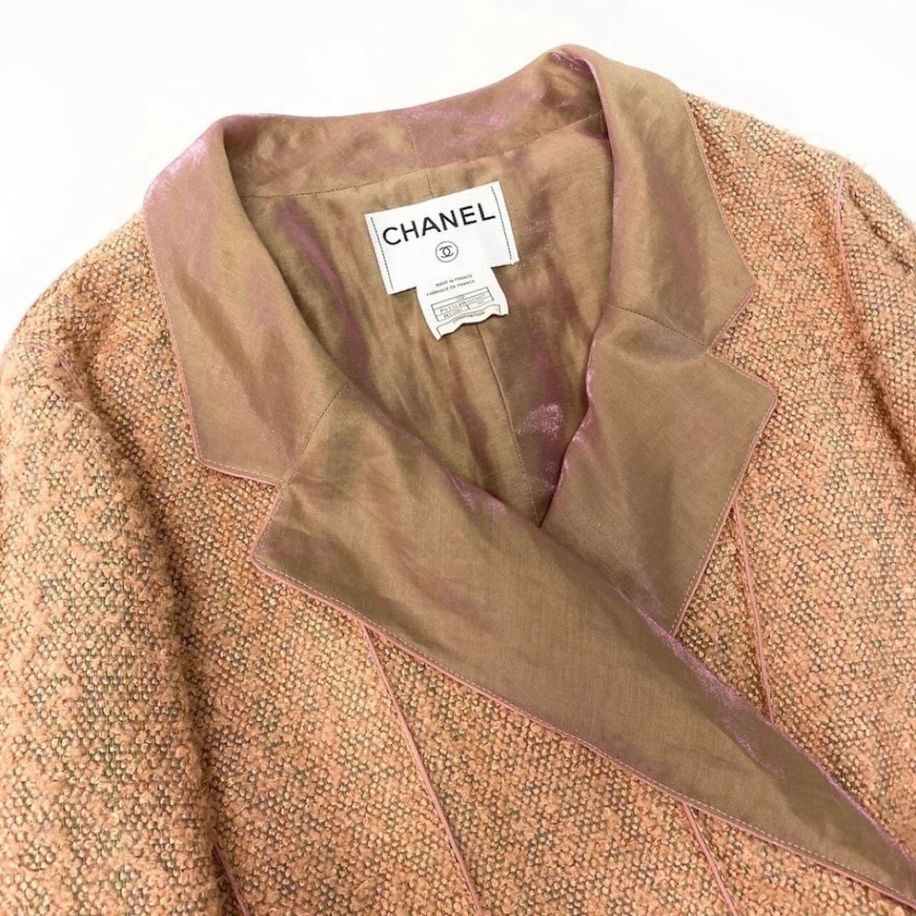 Chanel Vintage Tweed Jacket Short Length Waist Ribbon — view 5