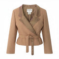 Chanel Vintage Tweed Jacket Short Length Waist Ribbon