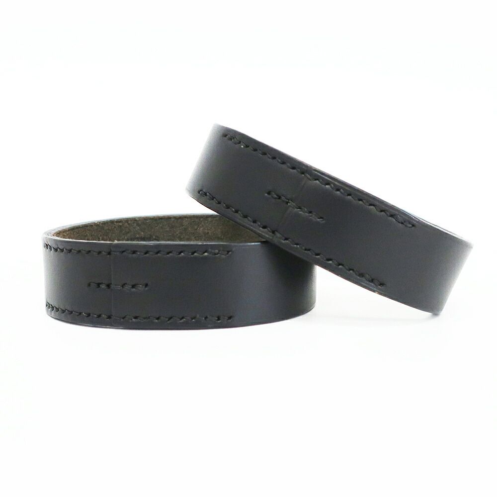 Hermes Heaven Bracelet Poultur Bangle Leather Black Double Strand