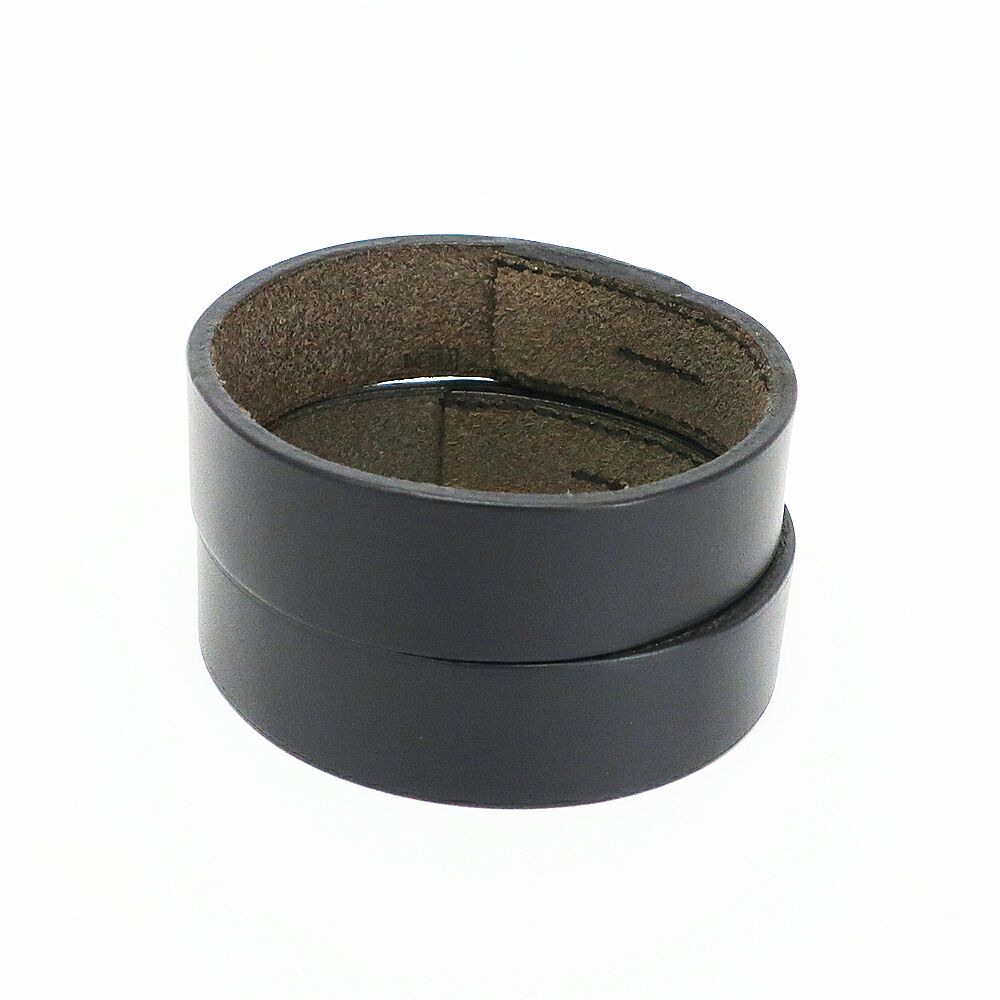Hermes Heaven Bracelet Poultur Bangle Leather Black Double Strand