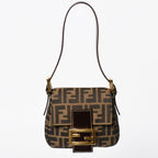 Fendi Bag Handbag Gold Zucca Pattern Canvas FF Buckle