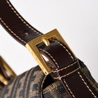 Fendi Bag Handbag Gold Zucca Pattern Canvas FF Buckle — view 7