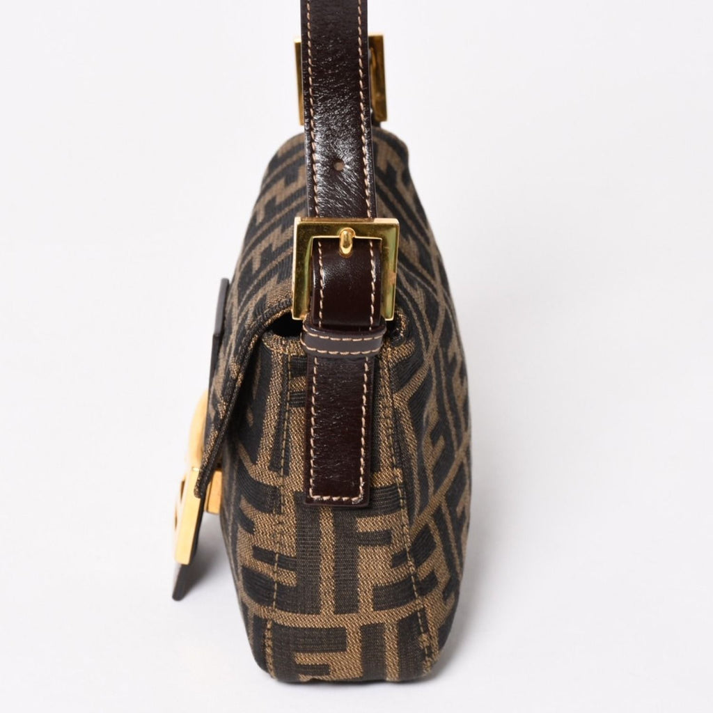 Fendi Bag Handbag Gold Zucca Pattern Canvas FF Buckle — view 4