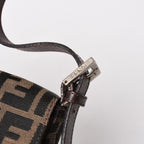 Fendi Mamma Baguette Bag Canvas Leather Brown Zucca Pattern Silver — view 6