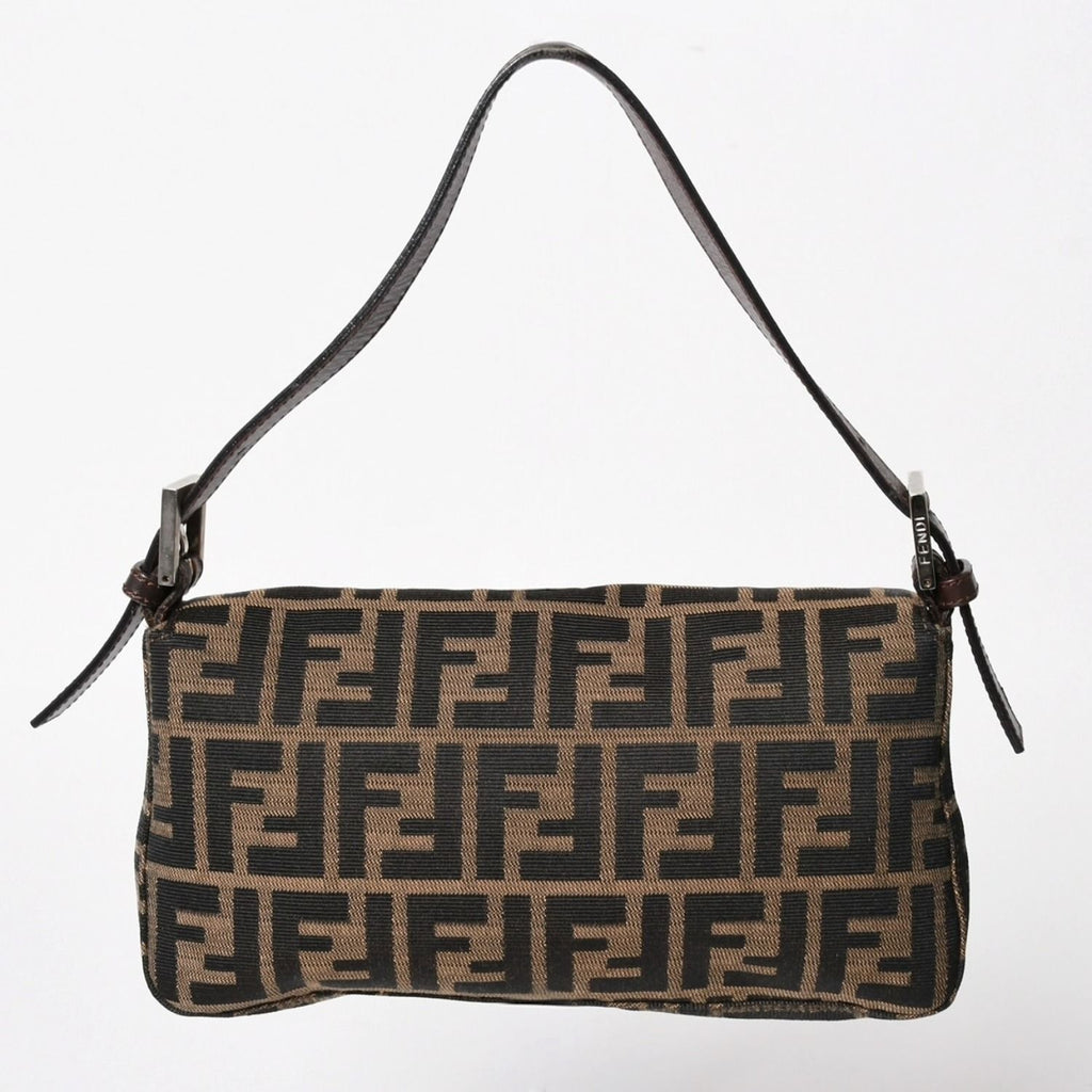 Fendi Mamma Baguette Bag Canvas Leather Brown Zucca Pattern Silver — view 2