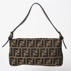 Fendi Mamma Baguette Bag Canvas Leather Brown Zucca Pattern Silver — view 2