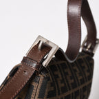 Fendi Mamma Baguette Bag Canvas Leather Brown Zucca Pattern Silver — view 7