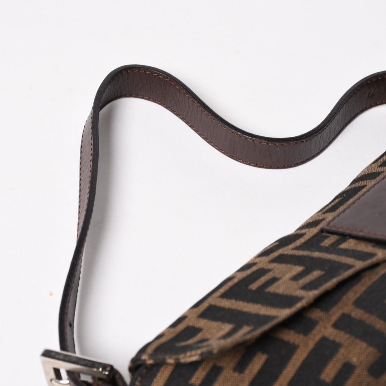 Fendi Mamma Baguette Bag Canvas Leather Brown Zucca Pattern Silver — view 5