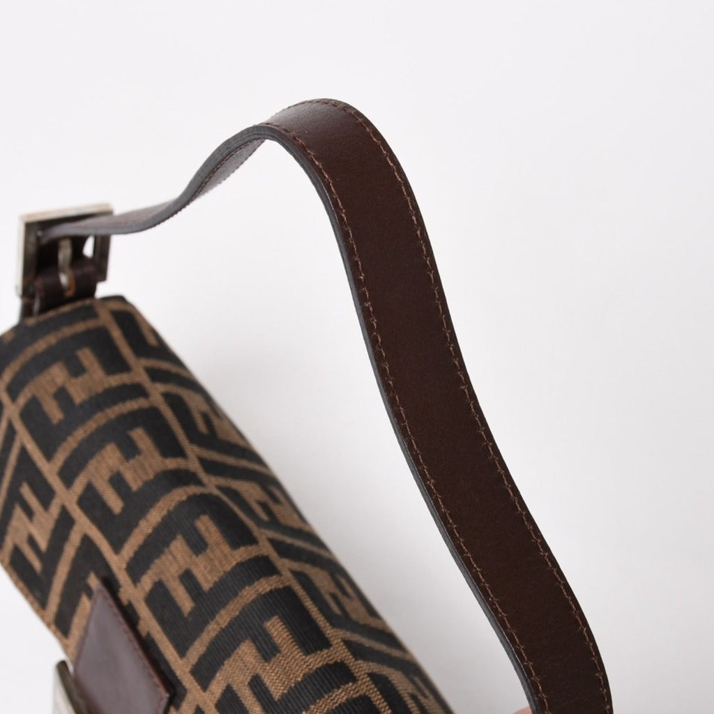 Fendi Mamma Baguette Bag Canvas Leather Brown Zucca Pattern Silver — view 4