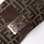 Fendi Mamma Baguette Bag Canvas Leather Brown Zucca Pattern Silver — view 8