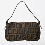Fendi Mamma Baguette Bag Zucca Pattern All Over Print Brown Canvas Leather Silver — view 2