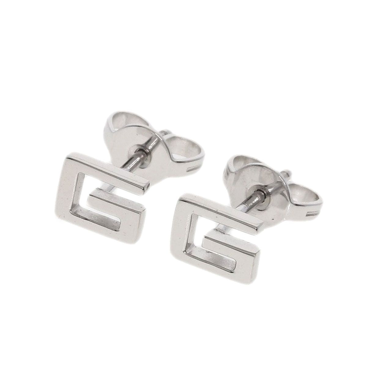 Gucci Logo Earrings 18k White Gold