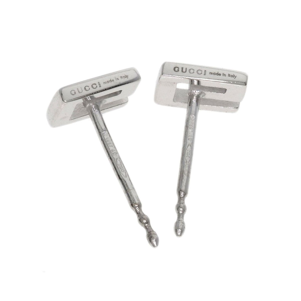 Gucci Logo Earrings 18k White Gold