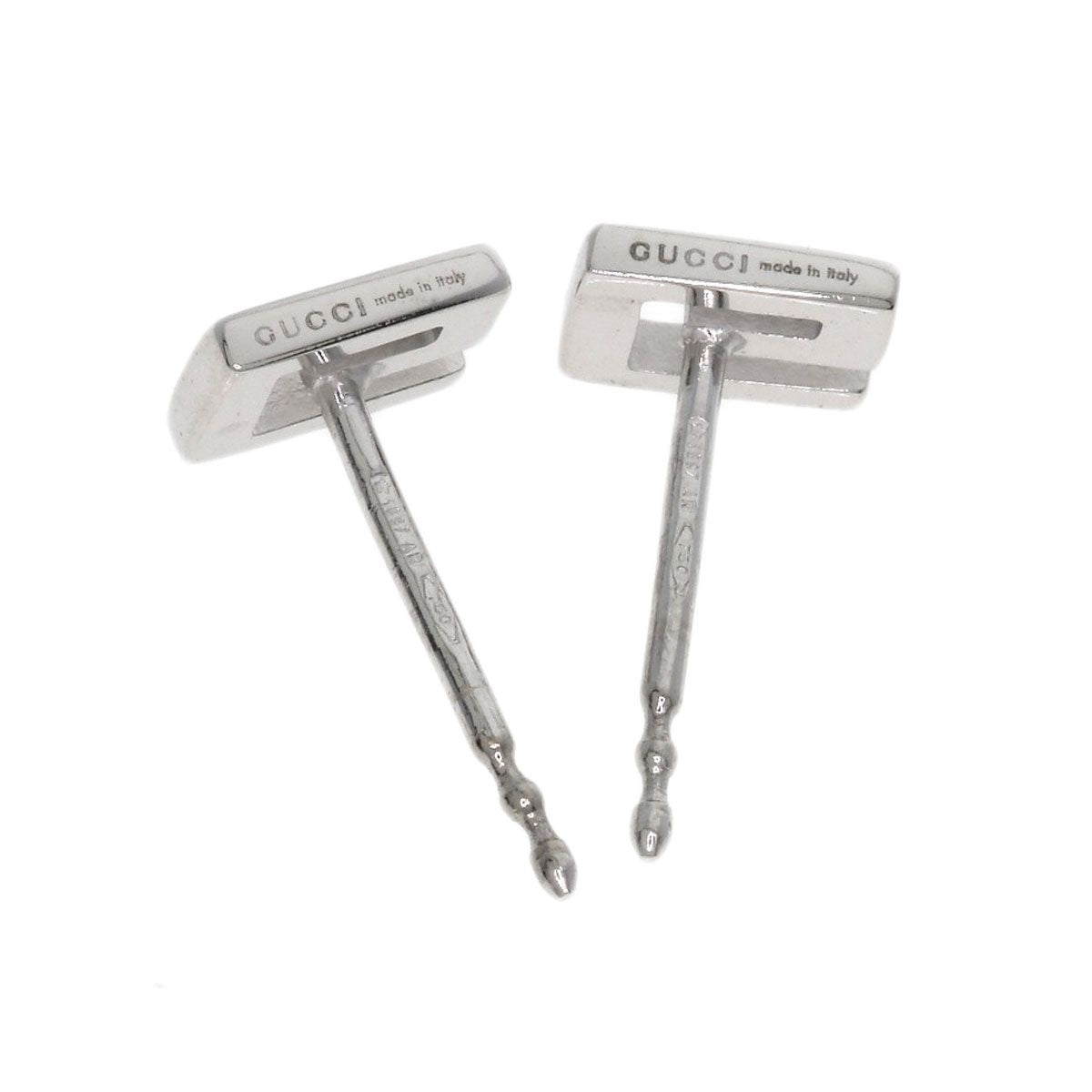 Gucci Logo Earrings 18k White Gold