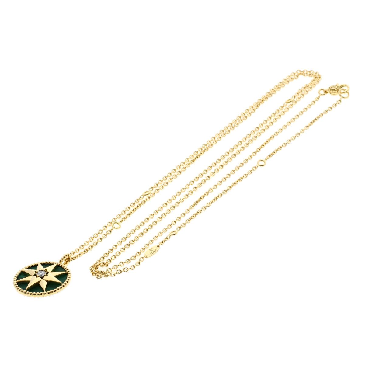 Dior Rose Des Vents Diamond Malachite Long Necklace 18k Yellow Gold