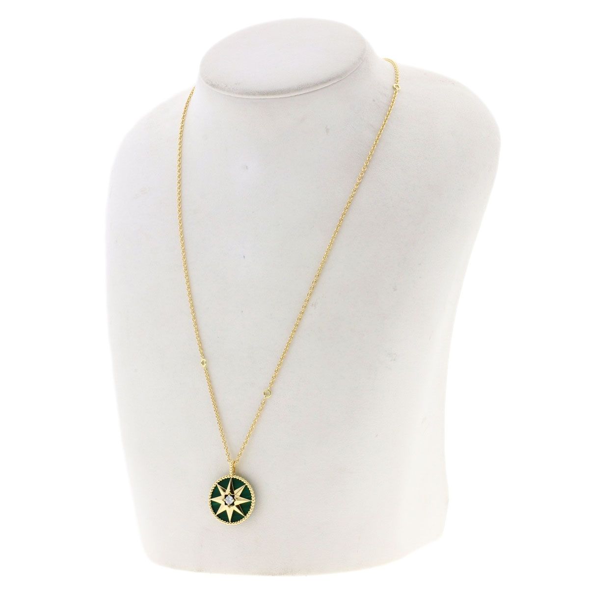 Dior Rose Des Vents Diamond Malachite Long Necklace 18k Yellow Gold