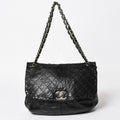 Chanel S Flap Chain Shoulder Bag CC Logo Calfskin Black Silver