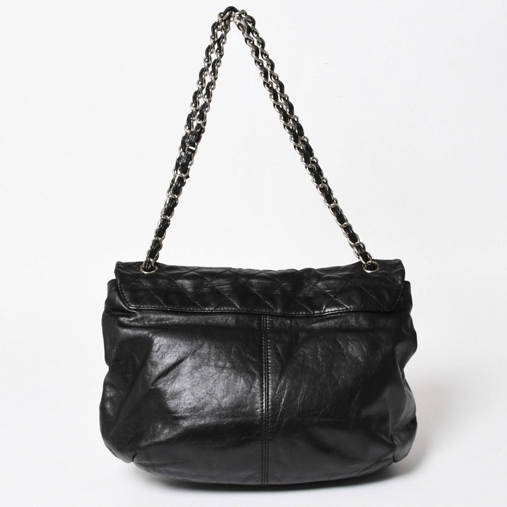 Chanel S Flap Chain Shoulder Bag CC Logo Calfskin Black Silver — view 2