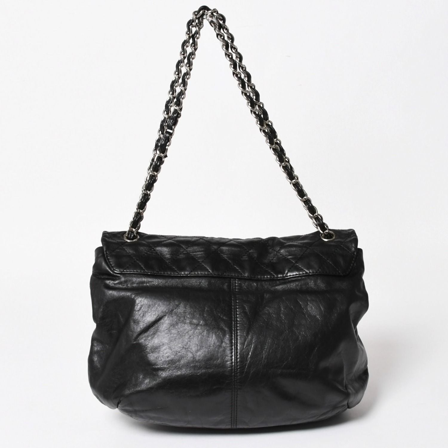 Chanel S Flap Chain Shoulder Bag CC Logo Calfskin Black Silver — view 2