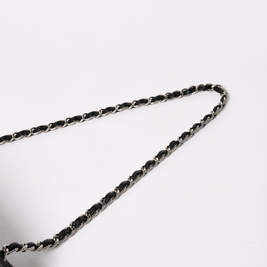 Chanel S Flap Chain Shoulder Bag CC Logo Calfskin Black Silver — view 6