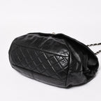 Chanel S Flap Chain Shoulder Bag CC Logo Calfskin Black Silver — view 8