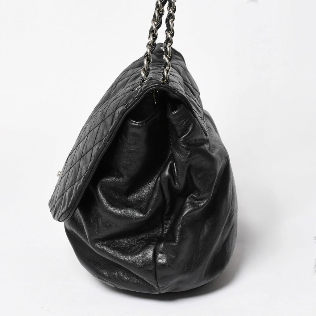 Chanel S Flap Chain Shoulder Bag CC Logo Calfskin Black Silver — view 4