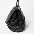 Chanel S Flap Chain Shoulder Bag CC Logo Calfskin Black Silver — view 4