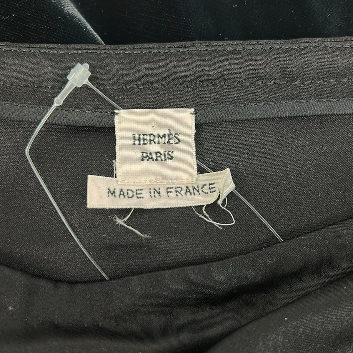 Hermes Dress 36 S Dark Navy Black Crew Neck 3/4 Sleeves Knee Length Silk Velour — view 3