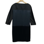 Hermes Dress 36 S Dark Navy Black Crew Neck 3/4 Sleeves Knee Length Silk Velour — view 2