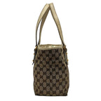 Gucci Tote Bag GG Pattern Beige Dark Brown White Leather