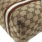 Gucci Tote Bag GG Pattern Beige Dark Brown White Leather