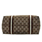 Gucci Tote Bag GG Pattern Beige Dark Brown White Leather