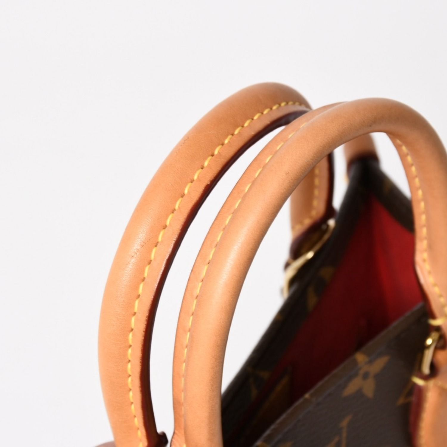 Louis Vuitton Sac Plat BB Monogram Shoulder Bag Leather Brown Gold — view 7