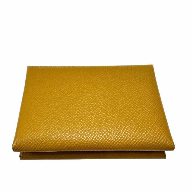 Hermes Epsom Calvi Duo Leather Coin Case Card Compact Wallet Caramel